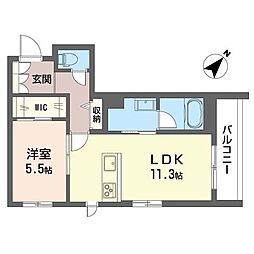 カーサ　レジオ 2階1LDKの間取り