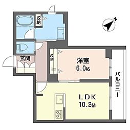 カーサ　レジオ 2階1LDKの間取り