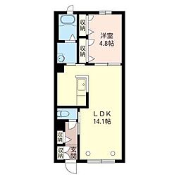 マザーアース 1LDKの間取図画像