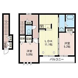 CASAARTE 2LDKの間取図画像