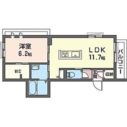 ディアコート 1LDKの間取図画像