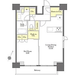 プライムメゾン白金高輪 7階1LDKの間取り