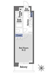 エスティメゾン目黒 1Kの間取図画像
