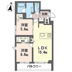 ソフィア新宿 3階2LDKの間取り