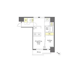 プライムメゾン西新宿 1LDKの間取図画像