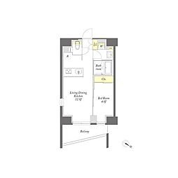 プライムメゾン西新宿 1LDKの間取図画像