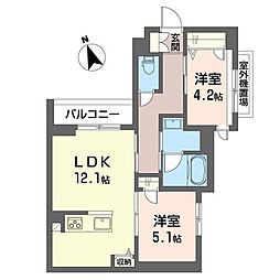 エクラシエ イースト 2LDKの間取図画像