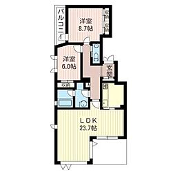 ラフィーヌ中目黒 2LDKの間取図画像
