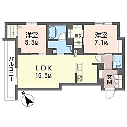 フレシア笹塚 2LDKの間取図画像