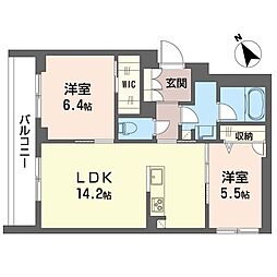 フレシア笹塚 2LDKの間取図画像