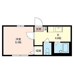 積和ハウス 1Kの間取図画像