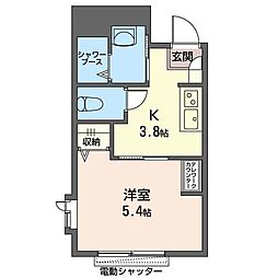 プリムローズ 1Kの間取図画像