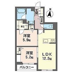 ブラン　ノワール 3階2LDKの間取り