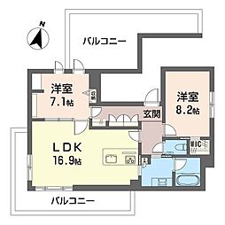カンタービレ荻窪 4階2LDKの間取り