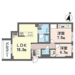 カンタービレ荻窪 00203 2階2LDKの間取り