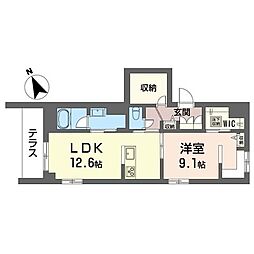 リーブリット吉祥寺 1LDKの間取図画像