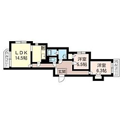 ユーロハイツ天沼 2LDKの間取図画像