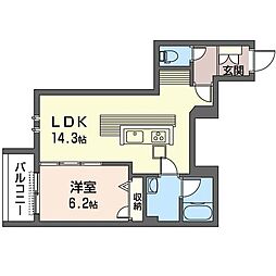 Villa西央 1LDKの間取図画像