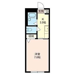 エスポワール 1Kの間取図画像