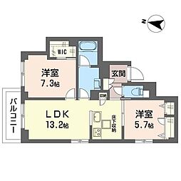 グランセーヌ 2LDKの間取図画像