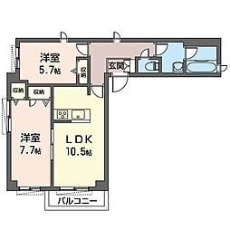 Ｇｒａｎｄ　Ｅｓｔａｃｉｏｎ 2階2LDKの間取り