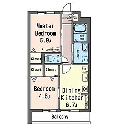 サニーコート 00210 2階2DKの間取り
