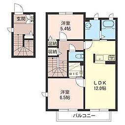 リヴェール 2階2LDKの間取り