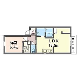 ディアス小平 1LDKの間取図画像