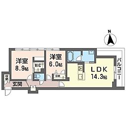 セントリビエ 00203 2階2LDKの間取り