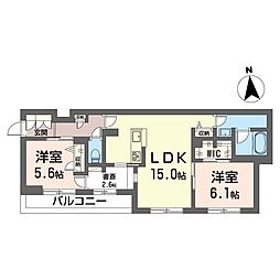 エクラシエ 2SLDKの間取図画像