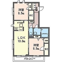 ShaMaison萩山 2LDKの間取図画像