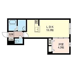 Blancheneige 1LDKの間取図画像