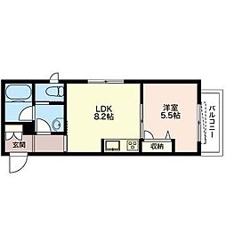 ベレオ尾山台 3階1LDKの間取り