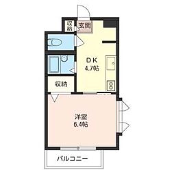 ボナール 1DKの間取図画像