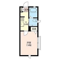 ルダルジャンTOKO 1Kの間取図画像