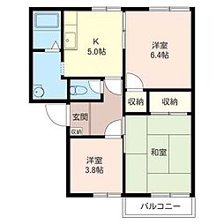 アルカサル　I 2階3Kの間取り