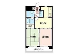 マーレ・ディェ・エスターテ 2DKの間取図画像