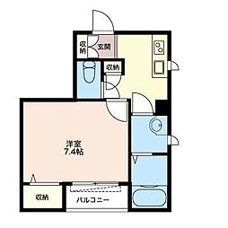 メゾンドリラC 1Kの間取図画像