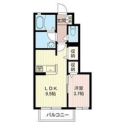 フォンターナ　ロッソ 1階1LDKの間取り