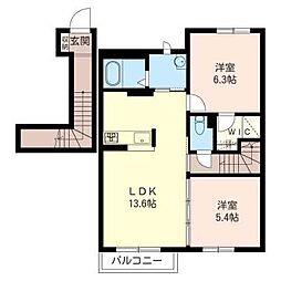 チャ・ベーネIII 2階2LDKの間取り