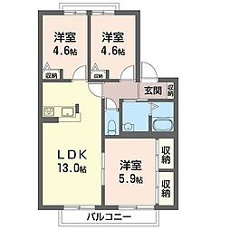 カサベルデ倉沢 3LDKの間取図画像