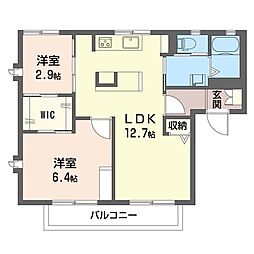 リバティベルA 2LDKの間取図画像