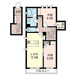 プレシャス横浜 2LDKの間取図画像