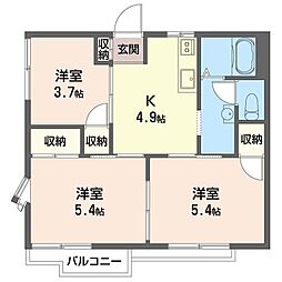 メゾンホワイトC 3Kの間取図画像