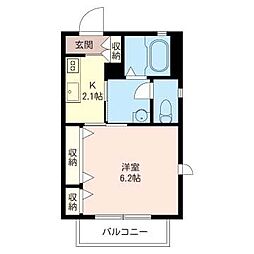 ドゥ・プラージュ 1Kの間取図画像