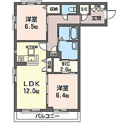 コーポクラスター 2LDKの間取図画像