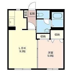 フローラ　II 1階1LDKの間取り