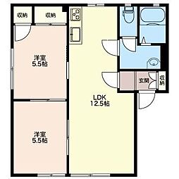 商業小田原マンションC 2LDKの間取図画像