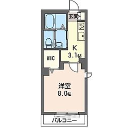 シャルマン 1Kの間取図画像