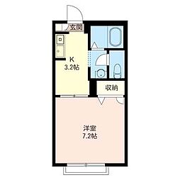 グランメールマム7 1Kの間取図画像